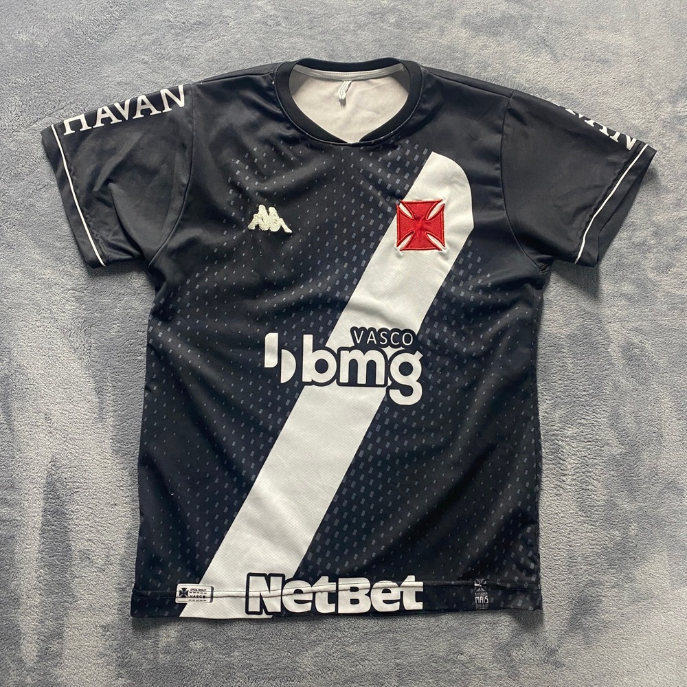 Kappa Vasco da Gama Soccer Jersey Mens Medium Black Number 10 BMG NetBet